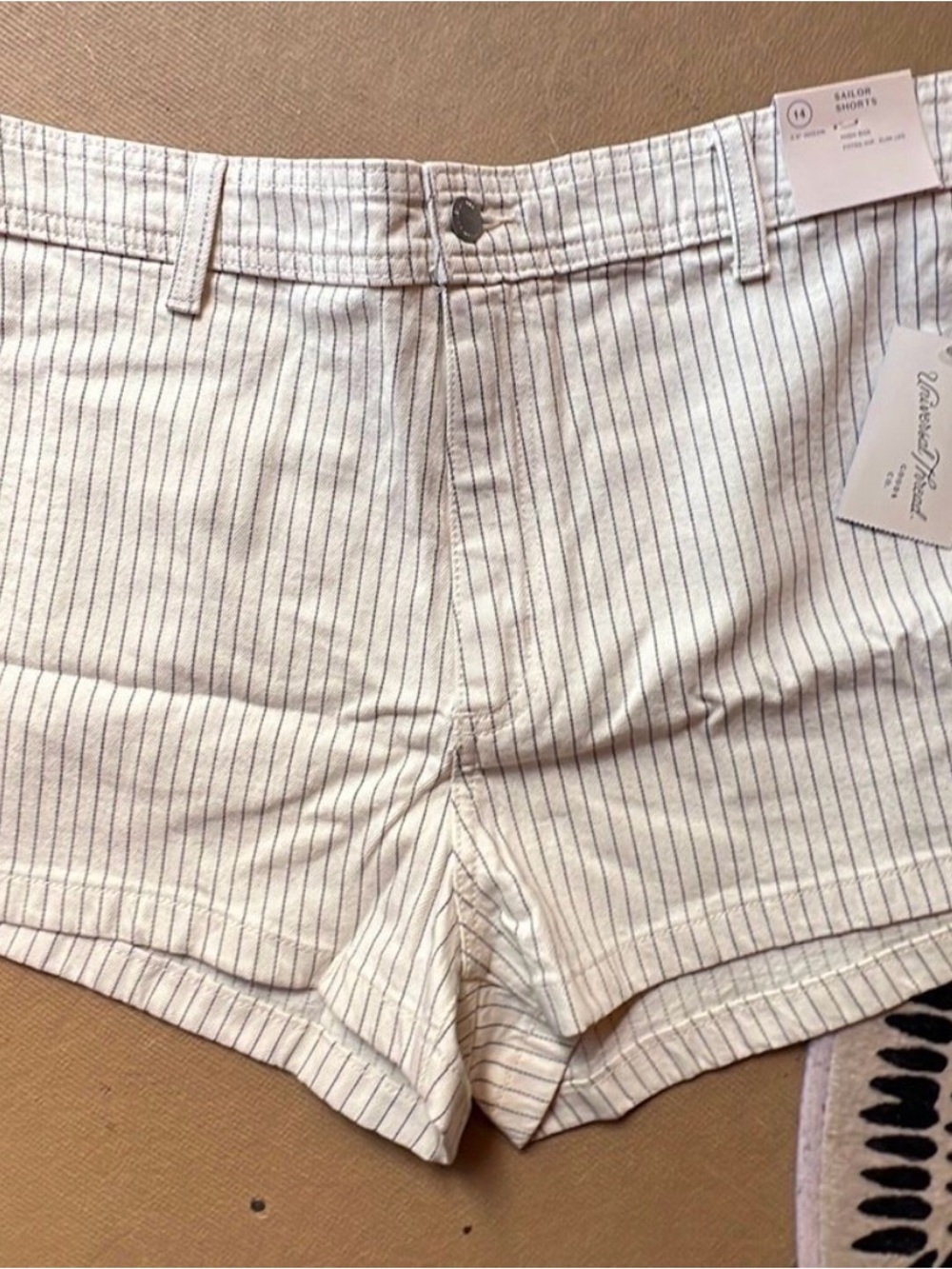 Universal Thread Cream and Navy Pinstripe High-Waist Sailor Shorts